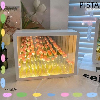 Pista โคมไฟตั้งโต๊ะ กรอบรูป กระจก พลาสติก LED รูปดอกทิวลิป เมฆ สร้างสรรค์ DIY สําหรับห้องนั่งเล่น วันวาเลนไทน์