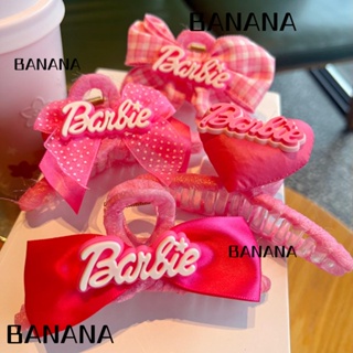 Banana1 กิ๊บติดผมหางม้า รูปตุ๊กตาบาร์บี้ ฉลาม สีพื้น สีชมพู หรูหรา เครื่องประดับแฟชั่น สําหรับเด็กผู้หญิง