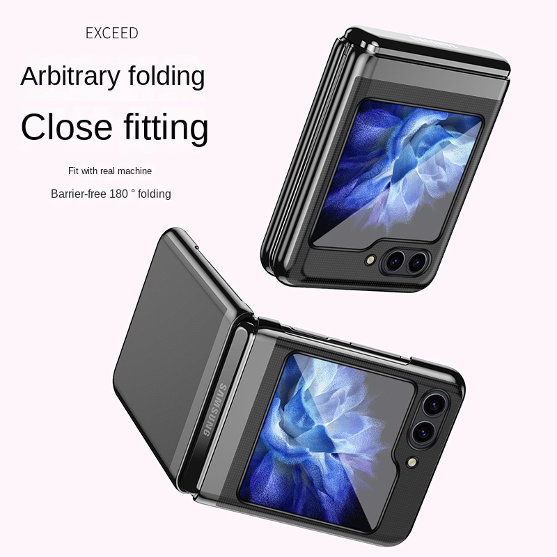 ปลอกแข็งโปร่งใสสําหรับ Samsung Galaxy Z Flip6 Flip5 Electroplated PC Samsung Z Flip 6 5 Flip Z 5 ป้องกันเคสโทรศัพท์