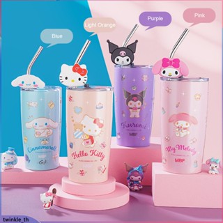 600 มล. น่ารัก Sanrio แก้วเก็บความร้อนพร้อมฟาง 304 สแตนเลสความจุขนาดใหญ่สองชั้นฉนวนกันความร้อนถ้วยกาแฟเย็นแก้วเดินทางกระติกน้ำกระติกน้ำรถยนต์ (twinkle.th)