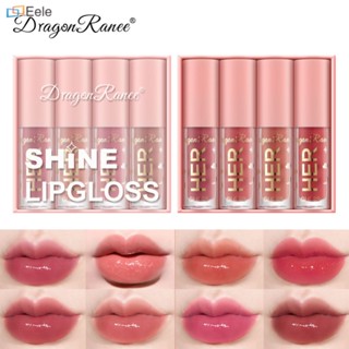 DRAGON RANEE 4PCS Lip Glaze Set Glass Lip White And Not Easy To Fade Lip Glaze ↑Eele