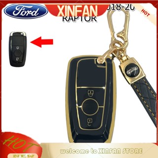 Xinfan เคสกุญแจรถยนต์ Ford Ford Ranger / Raptor 2018-2020, เคส TPU, ปลอกกุญแจรีโมท, เคส TPU ป้องกันรอยขีดข่วน, ใส่กุญแจรีโมทรถยนต์ ล่าสุด, กันกระแทก เงางาม สีดํา