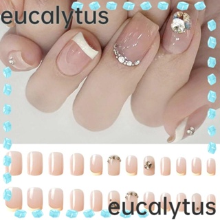 Eucalytus1 เล็บปลอม DIY สไตล์ฝรั่งเศส 24 ชิ้น