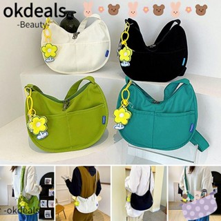 Okdeals กระเป๋าสะพายไหล่ สะพายข้าง ผ้าแคนวาส สีพื้น สําหรับผู้หญิง