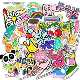 [milliongridnew] สติกเกอร์ ลายการ์ตูนน่ารัก สําหรับติดตกแต่งสเก็ตบอร์ด แล็ปท็อป กระเป๋าเดินทาง กีตาร์ สเก็ตบอร์ด 50 ชิ้น