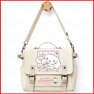 Ere1 Sanrio Cinnamoroll กระเป๋าสะพายไหล่ กระเป๋าถือ ผ้าแคนวาส ลายการ์ตูนอนิเมะน่ารัก ความจุขนาดใหญ่ สําหรับนักเรียน