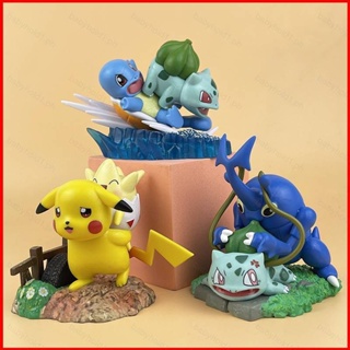 โมเดลฟิกเกอร์ Pokemon Pikachu Togepi Squirtle Bulbasaur ของเล่นสําหรับเด็ก จํานวน 3 ชิ้น