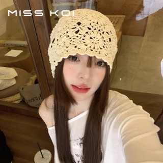 Misskoi [พร้อมส่ง] หมวกถักโครเชต์ แบบบาง แฮนด์เมด แฟชั่นฤดูใบไม้ผลิ ฤดูร้อน สําหรับผู้หญิง