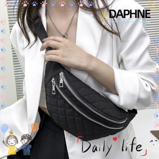 Daphne Fanny กระเป๋าคาดเอว กระเป๋าถือแฟชั่น กันน้ํา ลายตารางหมากรุก สําหรับกลางแจ้ง