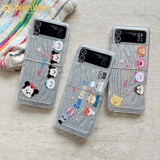 Wenwen เคสโทรศัพท์มือถือ PC แบบแข็ง ลายการ์ตูน พร้อมสายโซ่คล้อง สําหรับ Samsung Z Flip4 Z Flip3 Q version