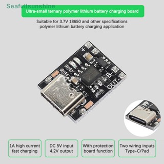 Seaf&gt; บอร์ดโมดูลชาร์จลิเธียม ขนาดเล็ก 1A 3.7V4.2V Type-C พร้อมบอร์ดป้องกันอย่างดี