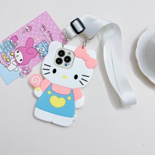 เคสป้องกันโทรศัพท์มือถือ TPU แบบนิ่ม ลายคิตตี้ สําหรับ Realme 10 4G Pro Plus 9 9i 8 5G 8i 7 6 5 5S 5i 6i C55 C35 C33 C30S C31 C21Y C25Y C25 C12 C15 C11 สายคล้องคอ