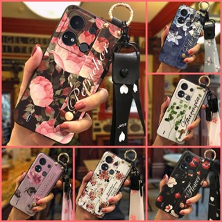 ring Dirt-resistant Phone Case For Itel A04/A632w Flower Anti-dust Wristband Wrist Strap Fashion Design Lanyard Soft case