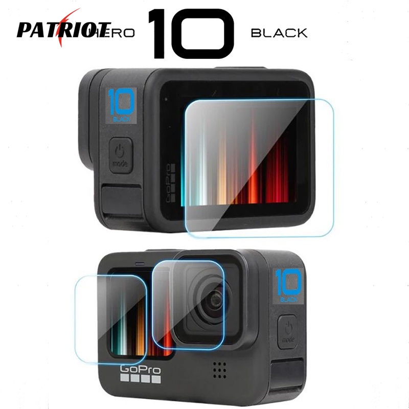 [PATRIO] ฟิล์มกระจกนิรภัยกันรอยหน้าจอ บางพิเศษ 9H สีดํา สําหรับ Go Pro HERO 10 3 ชิ้น ต่อชุด
