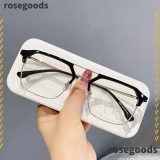 Rosegoods1 แว่นสายตาสั้น ผู้ชาย ผู้หญิง กรอบโลหะ สี่เหลี่ยม เบาพิเศษ