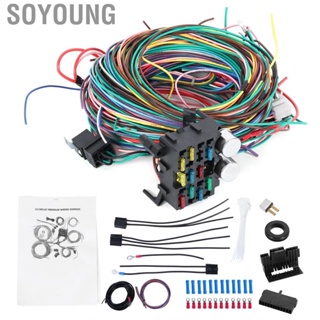 Soyoung Wiring Harness  12 Circuits Kit Long Wires Universal Accessories Automotive Replacement Fuses Car Fit for Street Hot Rod