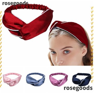 Rosegoods1 ที่คาดผม ผ้าซาติน แบบบิด ยืดหยุ่น สําหรับล้างหน้า แต่งหน้า