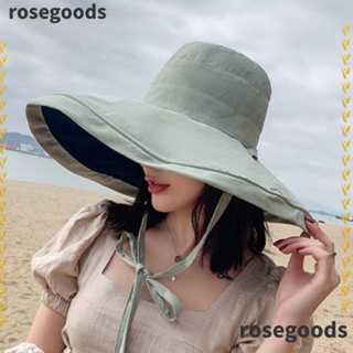 Rosegoods1 หมวกกันแดด ชายหาด กลางแจ้ง สองด้าน กัน UV หมวกชาวประมง