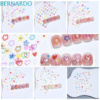 Bernardo สติกเกอร์ติดเล็บเจลลี่ ลายดอกไม้ หัวใจ ดาวน่ารัก DIY สําหรับตกแต่งเล็บ