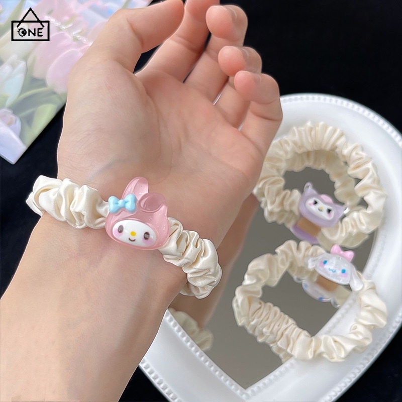 COD❤️1บาทยางรัดผมลายการ์ตูนเฮลโลคิตตี้ซานริโอ้น่ารักความยืดหยุ่นสูงสีขาวแฟชั่นสไตล์เกาหลีหางม้าเครื่องประดับผม-a.one