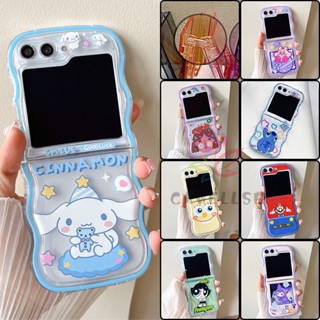 เคสซิลิโคน TPU ใส แบบนิ่ม ขอบหยัก กันกระแทก ลายการ์ตูน สําหรับ Samsung Galaxy Z Flip 5