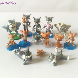 Huimao ตุ๊กตาฟิกเกอร์ Tom &amp; Jerry ของเล่น ของขวัญ สําหรับเด็ก ตกแต่งเค้ก 9 ชิ้นต่อชุด