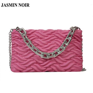 Jasmin NOIR กระเป๋าสะพายข้าง หนัง PU ทรงสี่เหลี่ยมผืนผ้า แต่งสายโซ่ ขนาดเล็ก สําหรับผู้หญิง