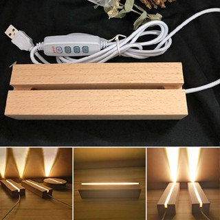 New Rectangle LED Lights Display Base Crystal Wooden Stand for Resin Epoxy Craft