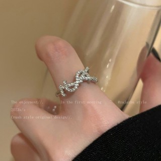 Super flash letter zircon ring female light extravagant niche design advanced sense index finger ring fashion personality best friend ring trend