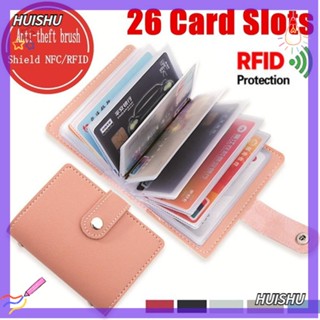 Hs กระเป๋าสตางค์ กระเป๋าใส่บัตร 26 ช่อง สีแคนดี้ สําหรับผู้ชาย ผู้หญิง RFID