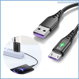 Wu 5A USB สายเคเบิล MicroUSB ชาร์จเร็ว โทรศัพท์ USB สายไฟ สําหรับไฟ LED สีเขียว