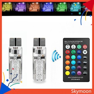 Skym* ไฟอ่านหนังสือ LED DC12V T10 5050 6 SMD RGB 1 คู่ พร้อมรีโมตคอนโทรล สําหรับรถยนต์