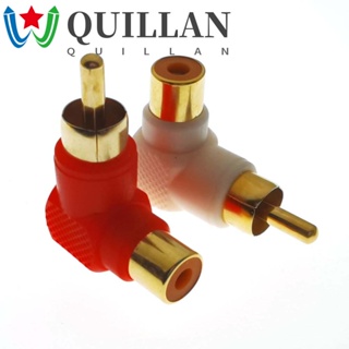 Quillan RCA อะแดปเตอร์ปลั๊กเชื่อมต่อขยายเสียง RCA ชุบทอง 90 องศา