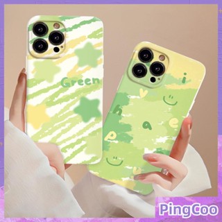 Pingcoo - เข้ากันได้สำหรับ เคส iphone 11 เคสไอโฟน เคสไอโฟน11 TPU เคสเยลลี่สีเหลืองกันกระแทกเคสกล้องป้องกันกล้องสีเขียวเรียบง่ายภาพวาดสีน้ำมันดาวเข้ากันได้กับ iPhone 14 13 Pro max 12 Pro Max xr xs 7 8