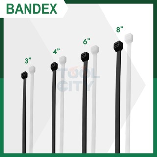 BANDEX เคเบิ้ลไทร์ ขนาด 3, 4, 3/4, 6, 8 นิ้ว สีขาวและสีดำ 100 ชิ้น/แพ็ค