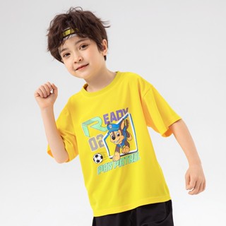 paw patrol เสื้อยืดแขนสั้นลําลอง ระบายอากาศได้ดี พิมพ์ลายการ์ตูนทีม สําหรับเด็กผู้ชาย