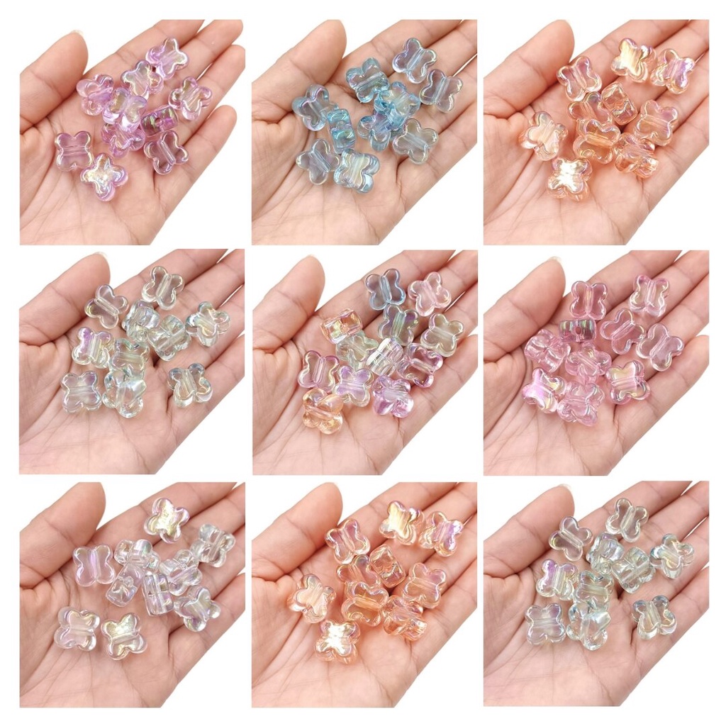 10 ชิ้น ชุบ UV สีเมจิก ไฮไลท์ โปร่งใส สี่กลีบ ดอกไม้ หลวม ลูกปัด สร้างสรรค์ วัสดุเครื่องประดับ