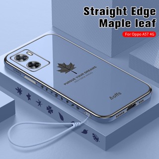 Plating Maple Leaf Soft Silicone Back Cover For Oppo A57s A57e A57 Orro A 57 s e 57s 57e 4G Case Camera Shokproof Bumper Shell