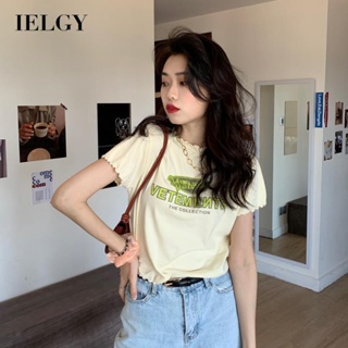 IELGY เสื้อแขนสั้น เปิดโชว์สะดือ สําหรับผู้หญิง