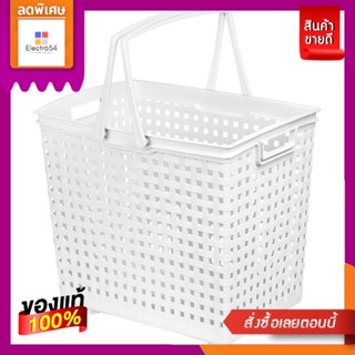 โลตัสตะกร้าเหลี่ยมลายหวายมีล้อขาวNO.4213LT LOUNDRY BASKET WITH WHEEL WHITE 4213