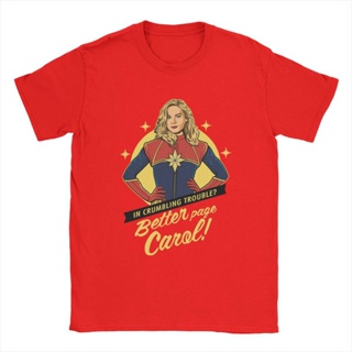 เสื้อยืดแขนสั้นDisney Captain Marvel ดีกว่าหน้า Carol Men T เสื้อใหม่ Tee เสื้อแขนสั้นเสื้อยืดผ้าฝ้ายพลัสขนาดเสื้อผ้าS-5