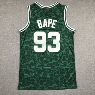 【5 สไตล์】เสื้อกีฬาบาสเก็ตบอล ลาย NBA Boston Celtics x BAPE No.93 สีเขียว