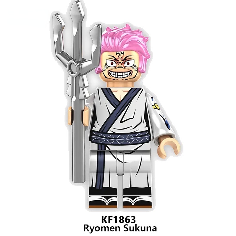 ของเล่นตัวต่อฟิกเกอร์ Jujutsu Kaisen Itadori Yuji Geto Suguru Hua Yu ขนาดเล็ก สไตล์ญี่ปุ่น - รูปที่ 4