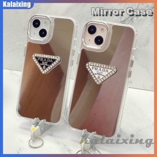 เคสโทรศัพท์มือถือนิ่ม ประดับเพชรคริสตัล ลาย Prada สําหรับ iPhone 14 13 Pro Max 11 12 Pro Max Xr Xs Max X