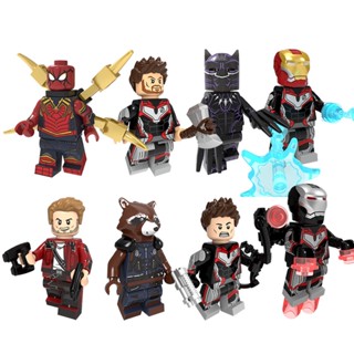 ของเล่นตัวต่อฟิกเกอร์ Star Lord Rocket Raccoon Iron Spider Heroes ขนาดเล็ก