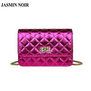 Jasmin NOIR กระเป๋าสะพายไหล่ หนัง PU ลายสก๊อต แต่งสายโซ่คล้อง แฟชั่นสําหรับสตรี