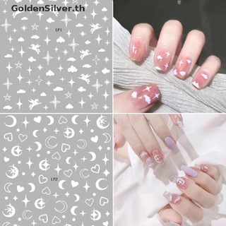 Goldensilver สติกเกอร์ ลายหัวใจ 3D สีดํา แดง สําหรับติดตกแต่งเล็บ 1 ชิ้น