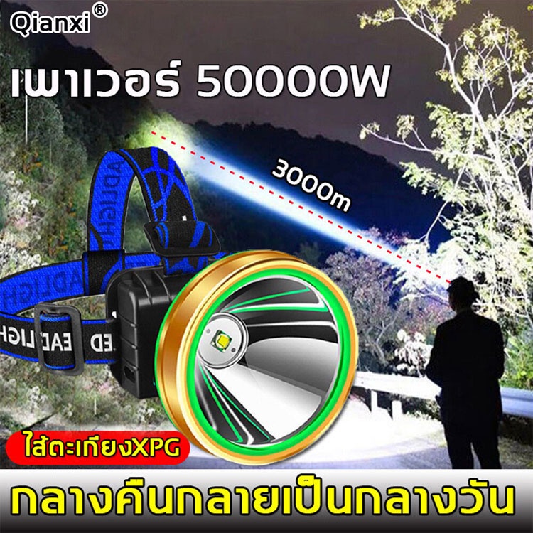 ไฟฉายแรงสูง 72000 LUX 12V DC ไฟฉายคาดหัว Super bright ไฟส่องสว่างขนาดใหญ่ไฟหน้า 10 ซม LED COB หม้อแบ