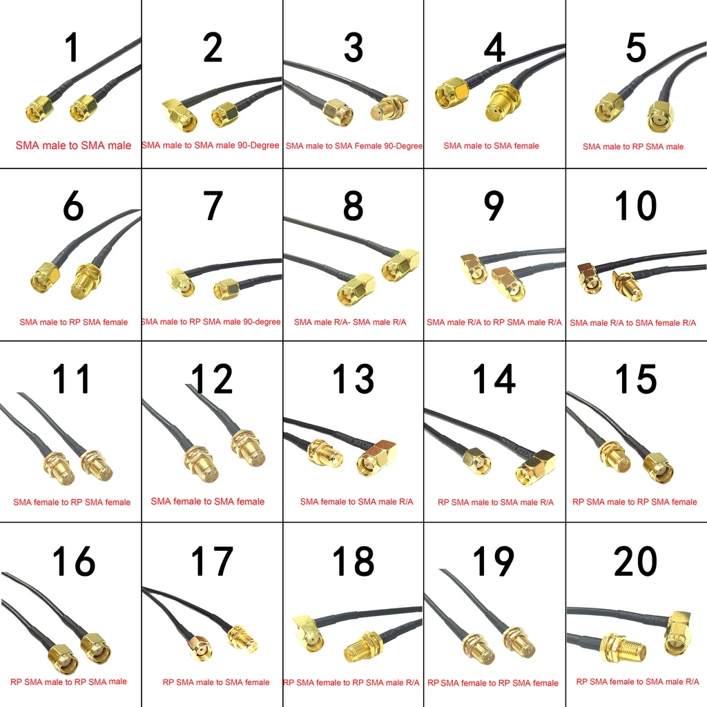 สายเคเบิลขยายเสาอากาศ WIFI SMA ปลั๊กตัวผู้ ตัวเมีย RG174 10 ซม. 20 ซม. 30 ซม. 50 ซม. 100 ซม.