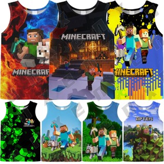 เสื้อยืดลําลอง แขนสั้น พิมพ์ลาย Minecraft Game 3D สําหรับเด็กผู้ชาย ผู้หญิง อายุ 3-13 ปี เหมาะกับงานปาร์ตี้วันเกิด